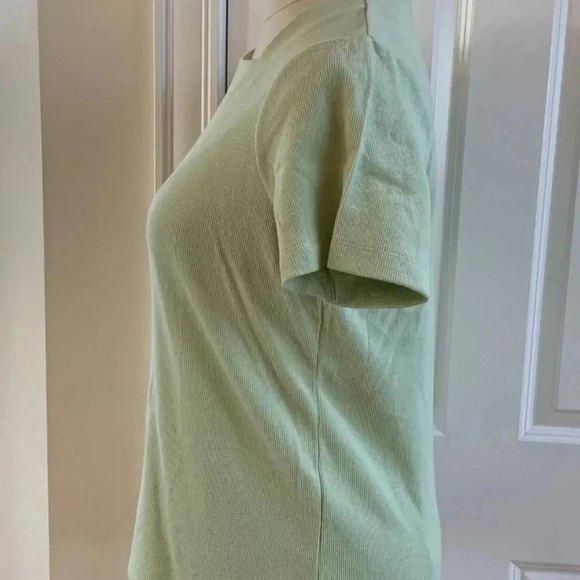 Orvis Womens Size Large Short Sleeve Light Green Ribbed Asymmetric Neck T-shirt - Picture 4 of 6